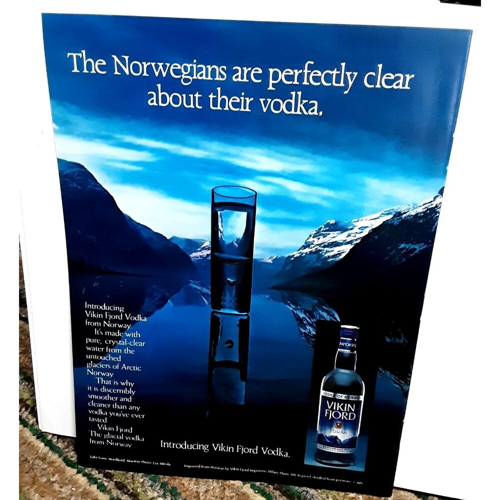 1986 Vikin Fjord Vodka and Camel Cigarettes Original Print Ad